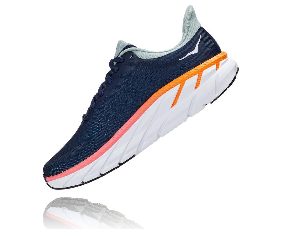 Tenis Hoka One One Feminino Azul Marinho/Branco - Clifton 7 - 561-AQDHOZ